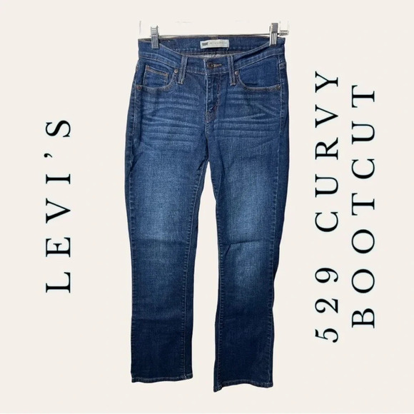 Women’s LEVI’S 529 CURVY‎ BOOTCUT DENIM JEANS SIZE 4M MEDIUM/DARK WASH IN COLOR - Picture 1 of 10